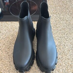 Jeffrey Campbell Chelsea Platform Lug Sole Rain Boot Black Womens 10